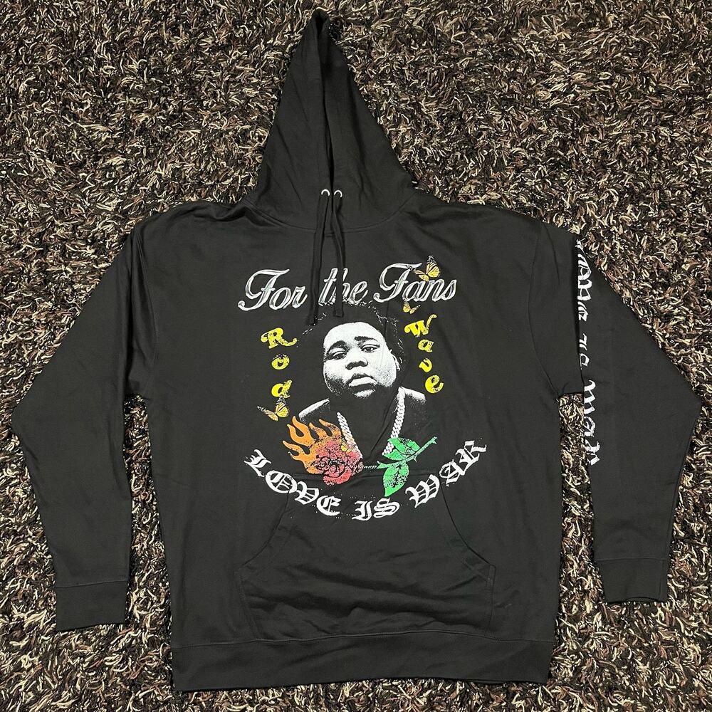 Rod Wave Soul Fly For the Fans Black pullover Hoodie Mens Sz L New